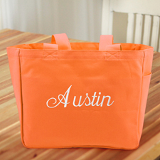 Personalized Embroidered Cotton Tote Bag, Orange