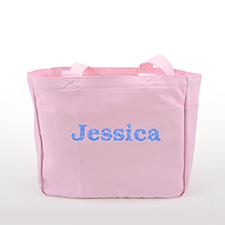 Glitter Text Personalized Cotton Tote Bag, Pink