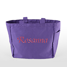 Glitter Text Custom Cotton Tote Bag, Purple