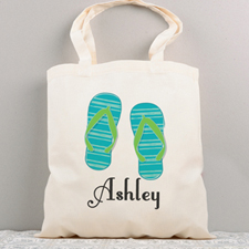 Flip Flops Personalized Summer Cotton Tote