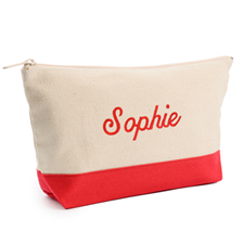 2-Tone Red Embroidered Cosmetic Bag
