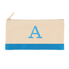 2 Tone Aqua Personalized Embroidered One Initial Small (Single Side) Cosmetic Bag