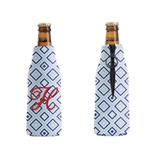Embroidery Monogrammed Blue and Navy Diamond Bottle Cooler