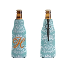 Embroidery Peacock Damask Personalized Bottle Cooler