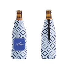 Blue and Navy Diamond Personalized Bottle Cooler