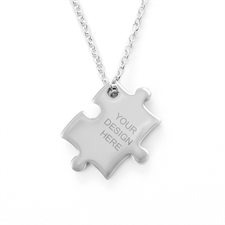 Custom Message Engraved Puzzle Necklace, Custom Front