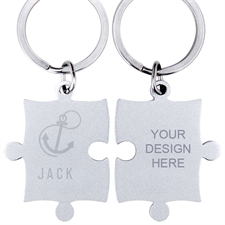 Custom Name Engraved Anchor Puzzle Keychain