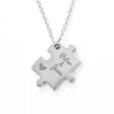 Heart Custom Engraved Name Puzzle Necklace, Custom Front