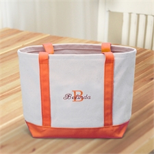 Name & Initial #1 Personalized Orange Canvas Tote Bag (Small)