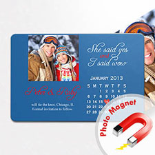 Personalized Fridge Large Calendar Save The Date Photo Magnet, Kissing