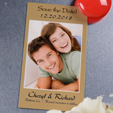 Create Gold Save The Date Photo 2x3.5 Card Size Magnet