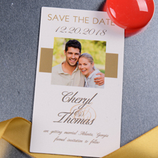 Create Timeless Gold Save The Date Photo 2x3.5 Card Size Magnet