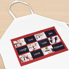 Six Collage Apron for Adult, Red and Black
