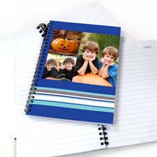 Three Collages Colorful Stripes Notebook, Blue
