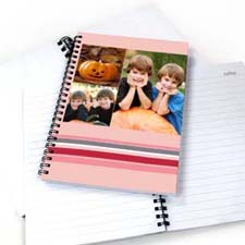 Three Collages Colorful Stripes Notebook, Pink
