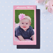 Baby Pink Personalized Photo 2x3.5 Card Size Magnet