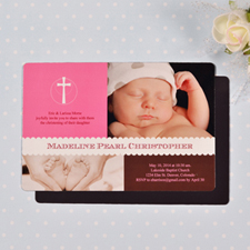 Personalized 4x6 Large Classic Christening Baby Girl Photo Fridge Magnets