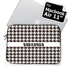Custom Name Chocolate Houndstooth MacBook Air 11 Sleeve