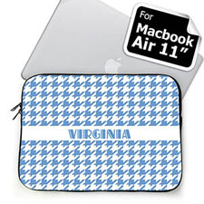 Custom Name Sky Blue Houndstooth MacBook Air 11 Sleeve