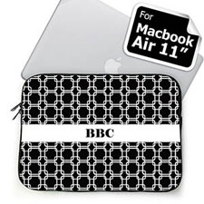 Custom Initials Black Links MacBook Air 11 Sleeve