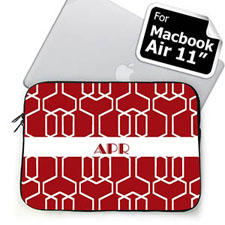 Custom Initials Red Trellis MacBook Air 11 Sleeve