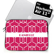 Custom Name Hot Pink Trellis MacBook Air 11 Sleeve