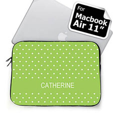 Custom Name Lime Polka Dots MacBook Air 11 Sleeve