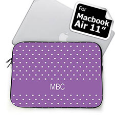 Custom Initials Lavender Polka Dots MacBook Air 11 Sleeve