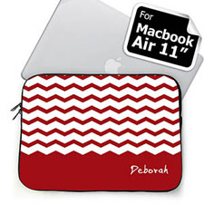 Custom Name Red Chevron MacBook Air 11 Sleeve