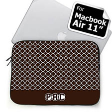 Custom Initials Chocolate Quatrefoil MacBook Air 11 Sleeve