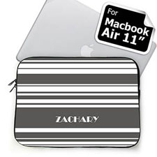 Custom Name Grey Stripes MacBook Air 11 Sleeve