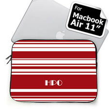 Custom Initials Red Stripes MacBook Air 11 Sleeve
