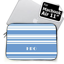 Custom Initials Sky Blue Stripes MacBook Air 11 Sleeve
