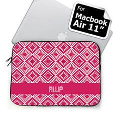 Custom Initials Hot Pink Diamonds MacBook Air 11 Sleeve