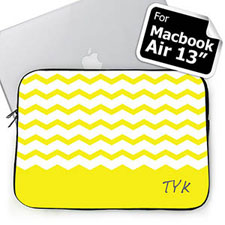 Custom Initials Yellow Chevron MacBook Air 13 Sleeve