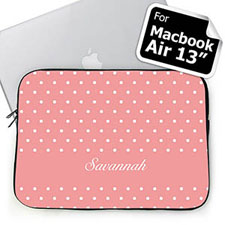 Custom Name Pink Polka Dots MacBook Air 13 Sleeve