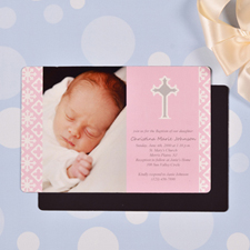 Personalized Faithfully Pink Baptism 4x6 Large Photo Magnets