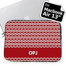 Custom Initials Red Chain MacBook Air 13 Sleeve