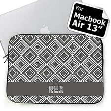 Custom Initials Grey Diamonds MacBook Air 13 Sleeve