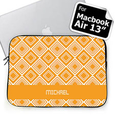 Custom Name Orange Diamonds MacBook Air 13 Sleeve