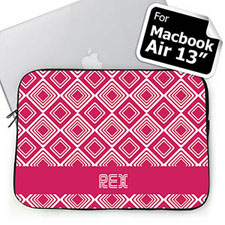 Custom Initials Hot Pink Diamonds MacBook Air 13 Sleeve