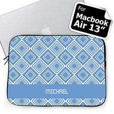 Custom Name Sky Blue Diamonds MacBook Air 13 Sleeve