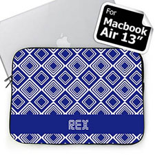 Custom Initials Blue Diamonds MacBook Air 13 Sleeve