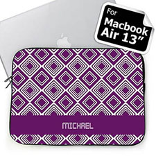 Custom Name Purple Diamonds MacBook Air 13 Sleeve