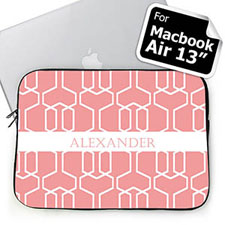 Custom Name Pink Trellis MacBook Air 13 Sleeve