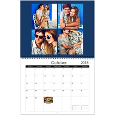 Personalized Simply Blue,, Large Wall Calendar (14