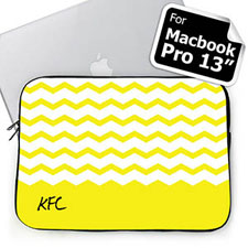 Custom Name Yellow Chevron MacBook Pro 13 Sleeve (2015)