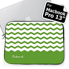 Custom Name Green Chevron MacBook Pro 13 Sleeve (2015)
