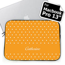 Custom Name Orange Polka Dots MacBook Pro 13 Sleeve (2015)