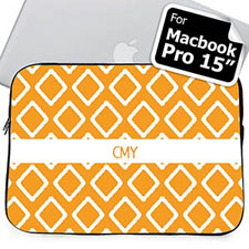 Custom Initials Orange Lkat MacBook Pro 15 Sleeve (2015)